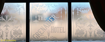 Grenadier Hotel Etched Glass Window.  by Michael Schouten. Published on 17-02-2020